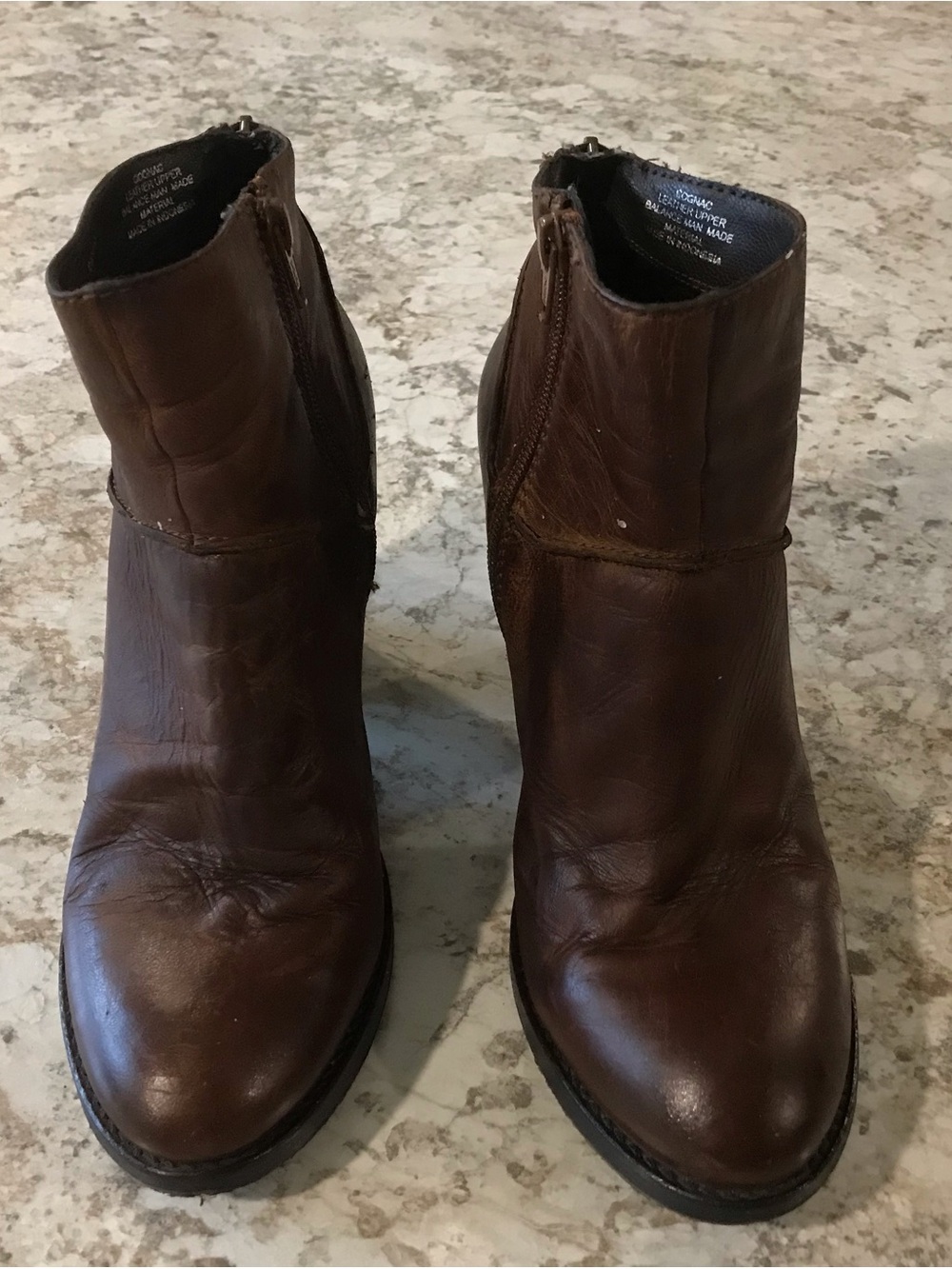 Steve Madden Radioo Women’s Brown Leather Ankle Boots - Classic Zip Side